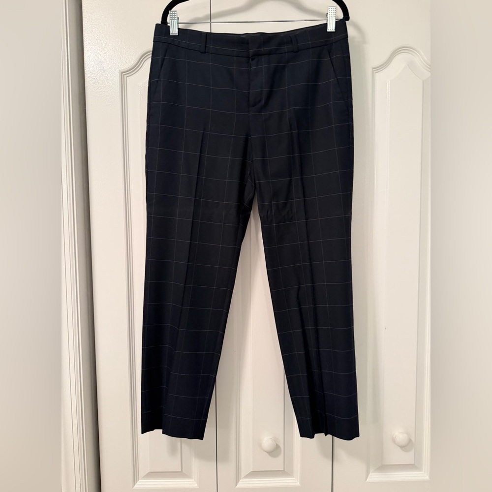 Navy Blue Windowpane Check Avery Pants - image 1